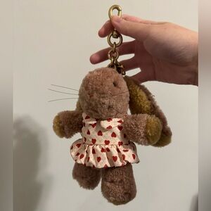 COACH Floppy Bunny Shearling Bag Charm Keychain